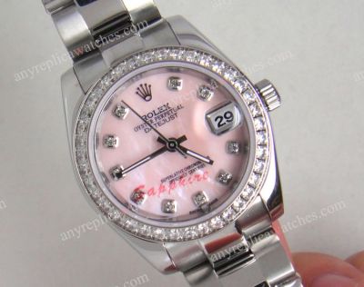 Rolex Datejust Watch SS Oyster / Pink MOP dial / Diamond markers / Diamond bezel 31mm